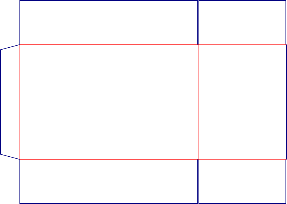 Flat dieline template for shipping cartons, style E61201.