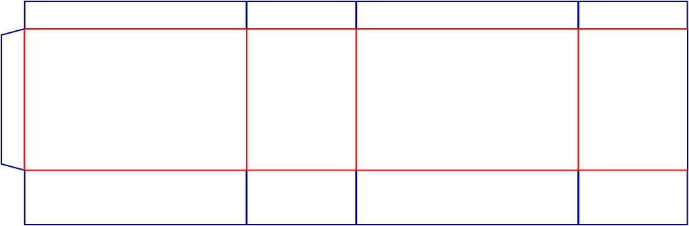 Flat dieline template for shipping cartons, style E61203.