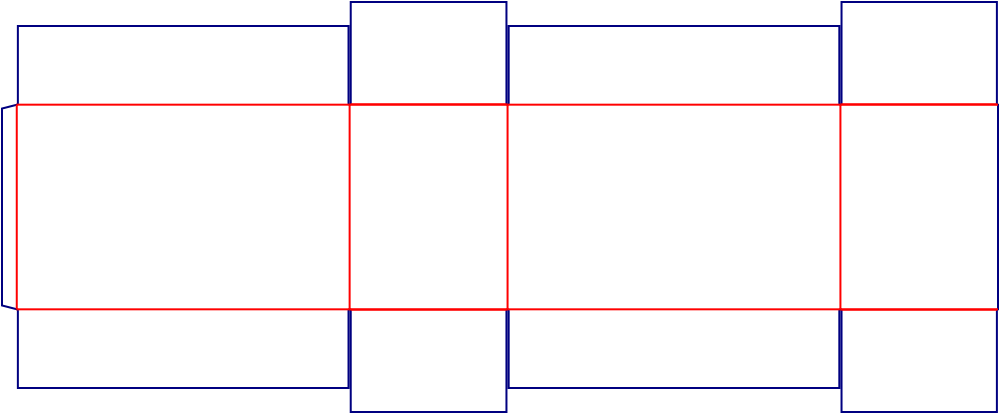 Flat dieline template for shipping cartons, style E61208.