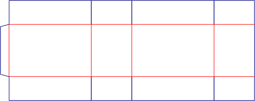 Flat dieline template for shipping cartons, style E61209.