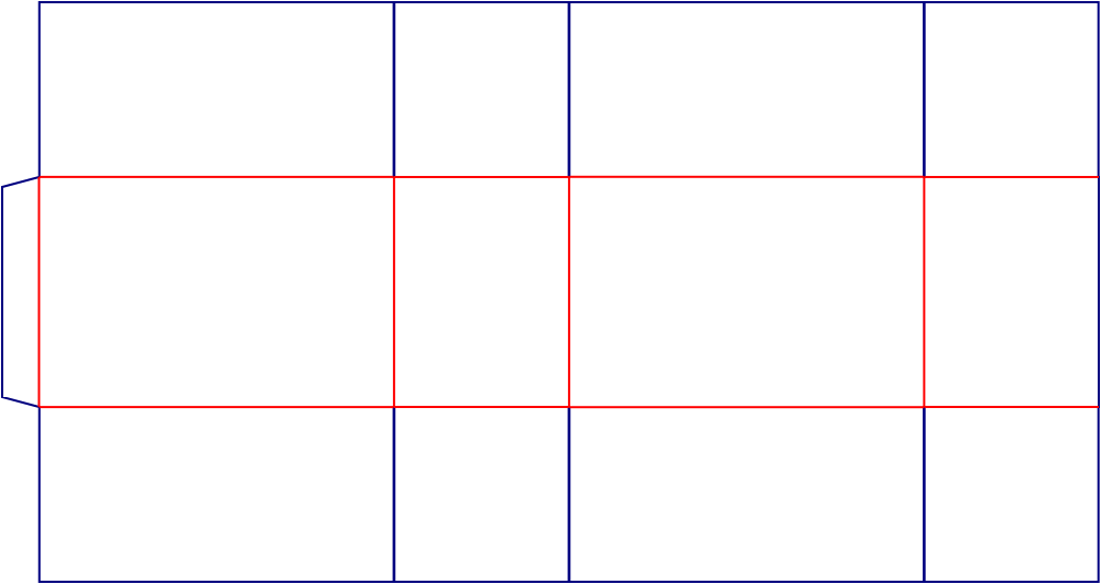 Flat dieline template for shipping cartons, style E61212.
