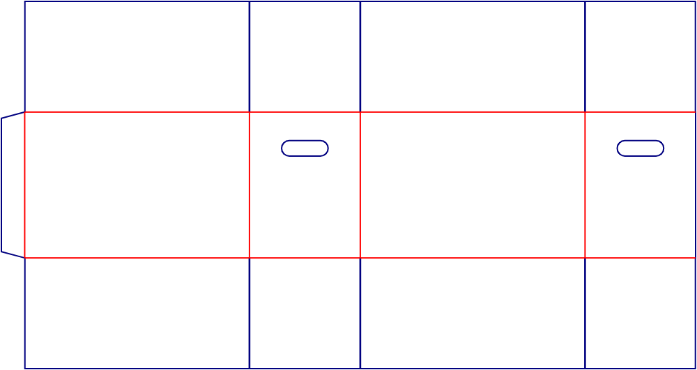 Flat dieline template for shipping cartons, style E61214.