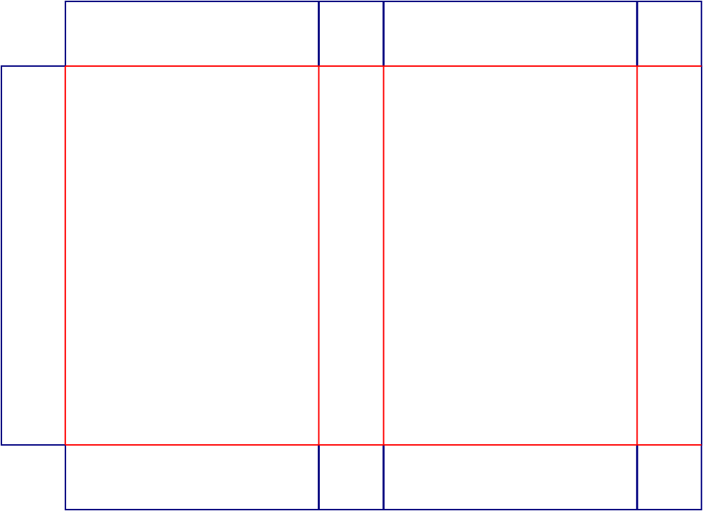 Flat dieline template for shipping cartons, style E61218.