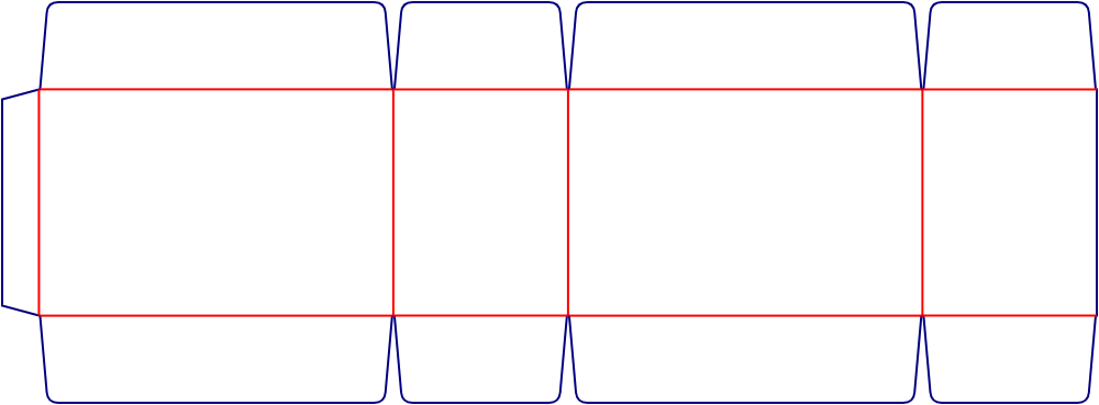 Flat dieline template for shipping cartons, style E61219.