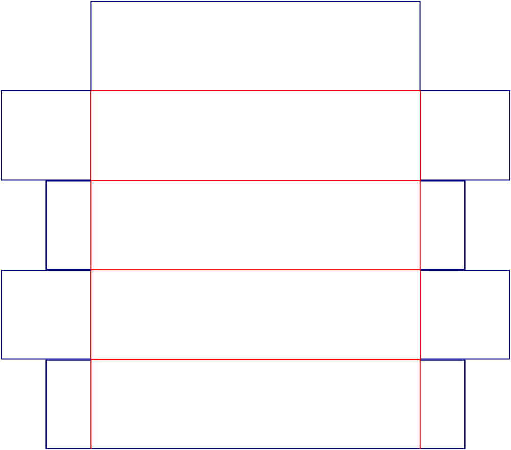 Flat dieline template for shipping cartons, style E61224.