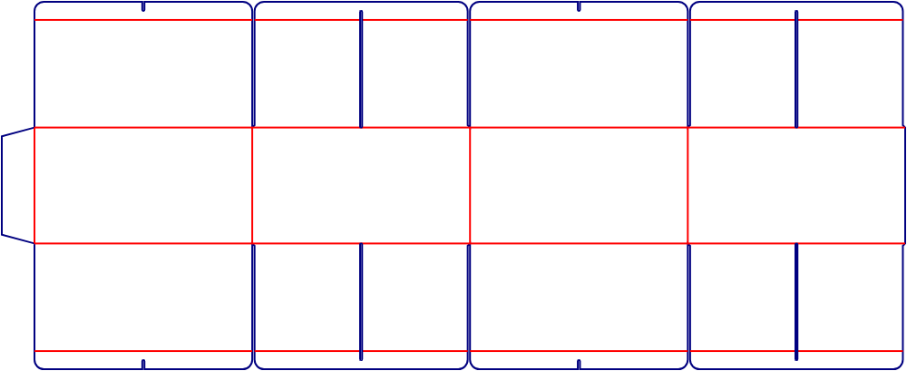 Flat dieline template for shipping cartons, style E61234.
