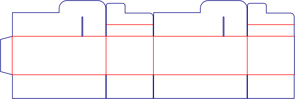 Flat dieline template for shipping cartons with locking tabs, style E61235.