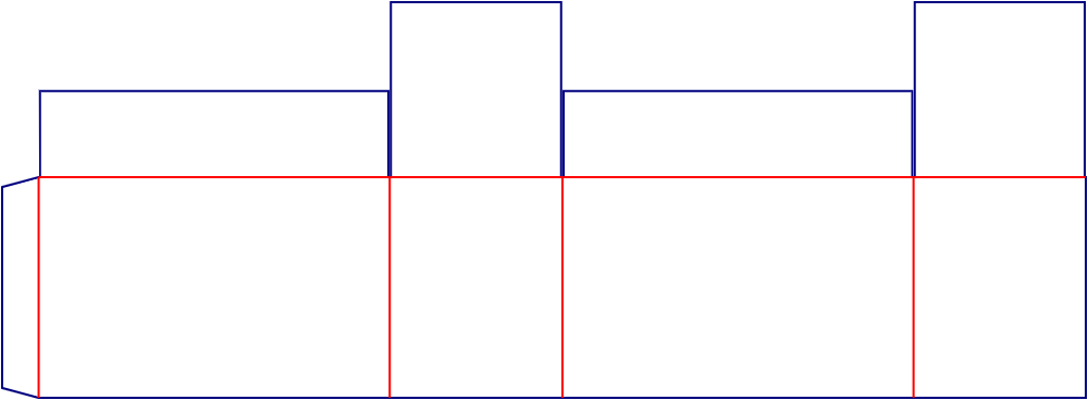Flat dieline template for open-ended shipping sleeves, style E61241.