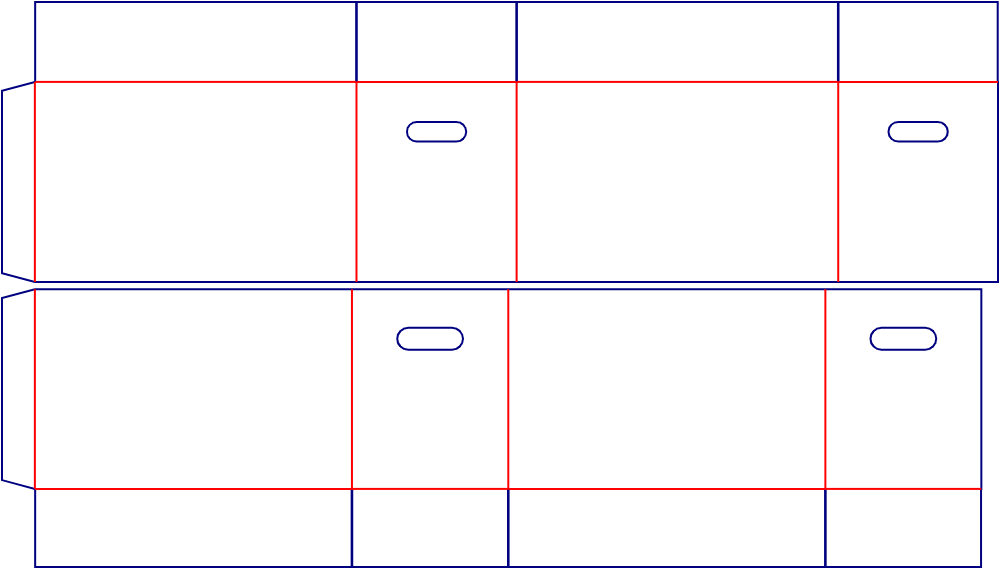 Flat dieline template for shipping cartons, style E61242.