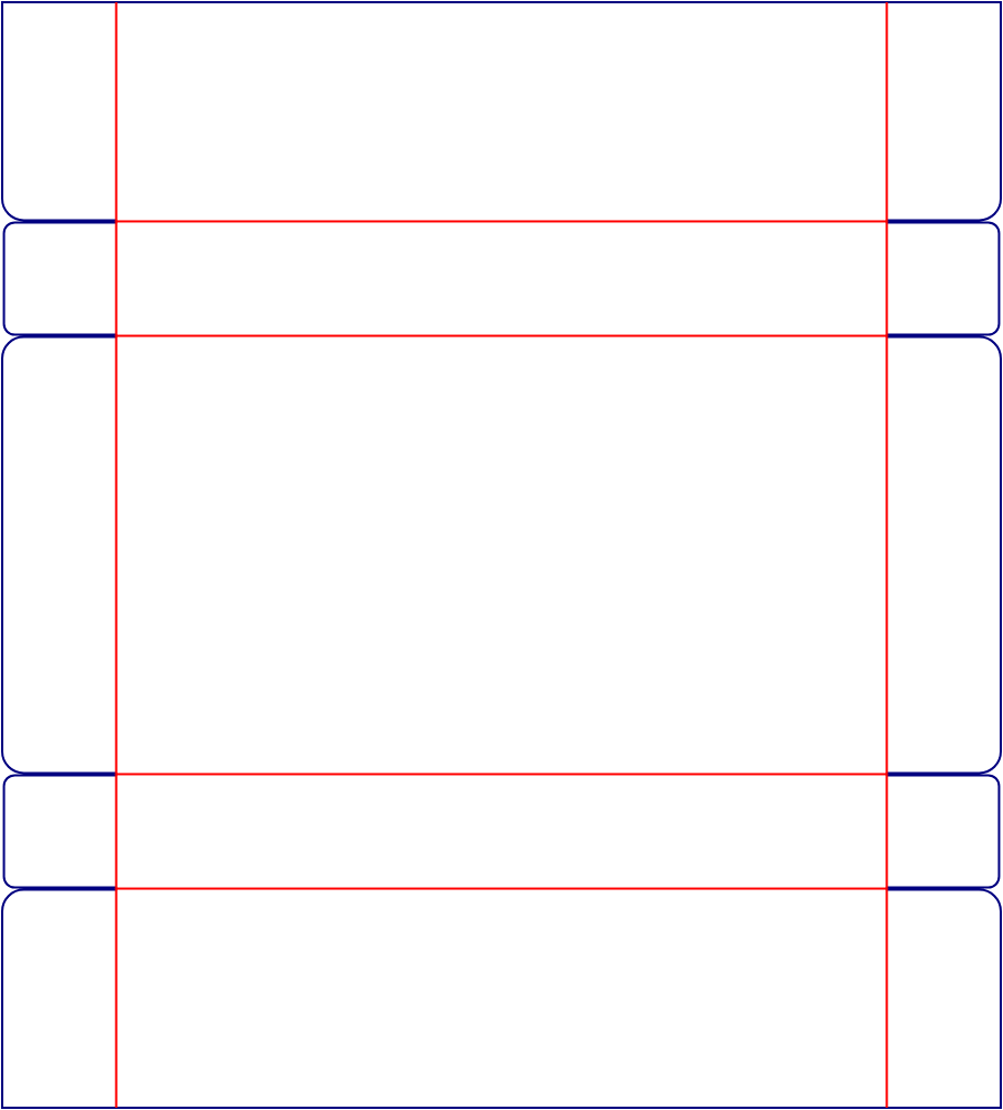 Flat dieline template for shipping cartons, style E61249.