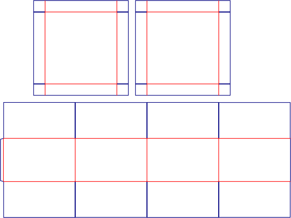 Flat dieline template for shipping cartons, style E61254.