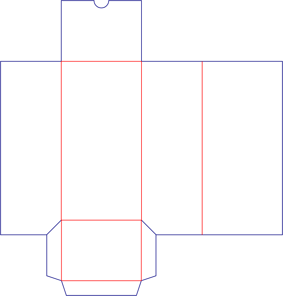 Flat dieline template for carton dividers, style E61264.