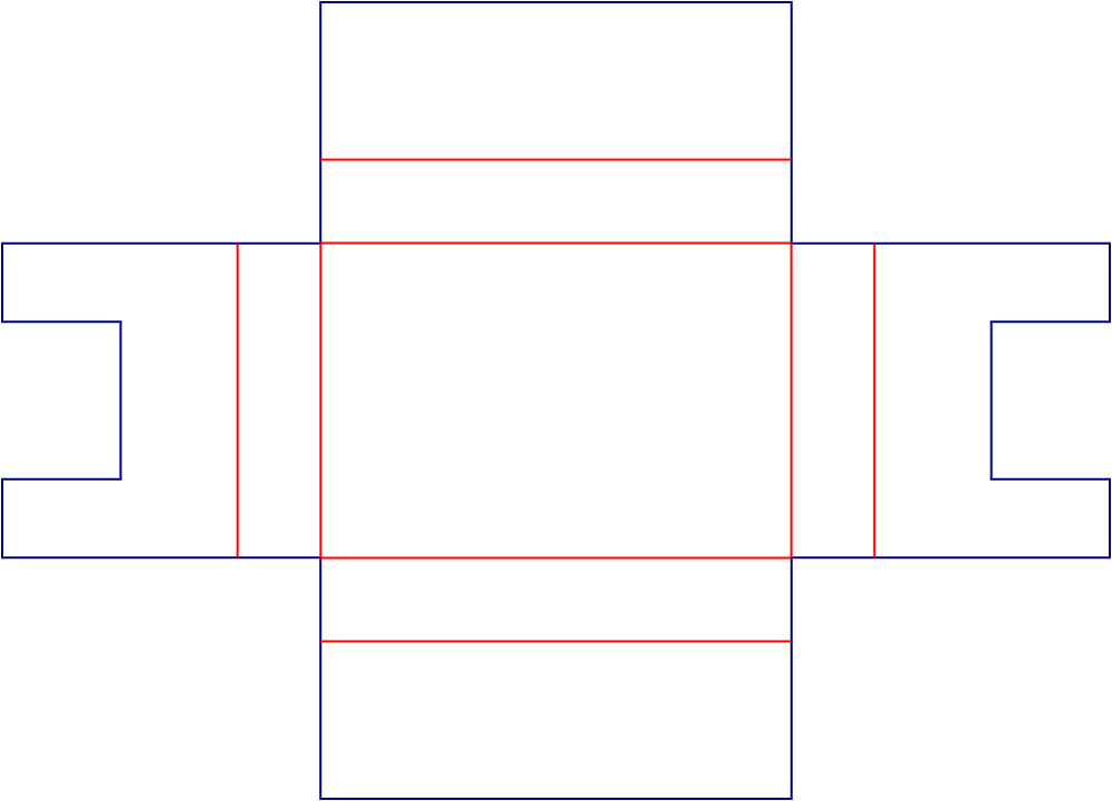 Flat dieline template for folded platform inserts, style E61273.