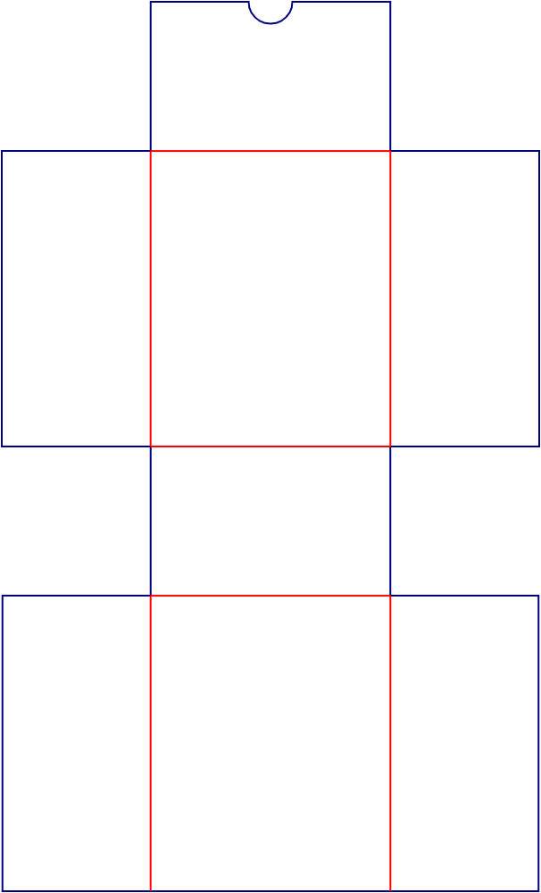Flat dieline template for folded carton liners, style E61281.