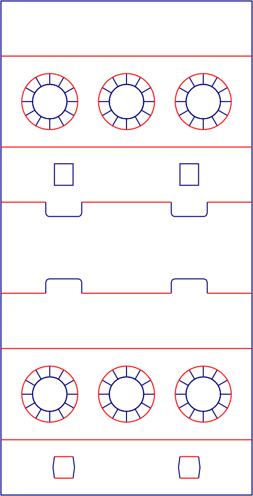 Flat dieline template for bottle inserts, style E61297.