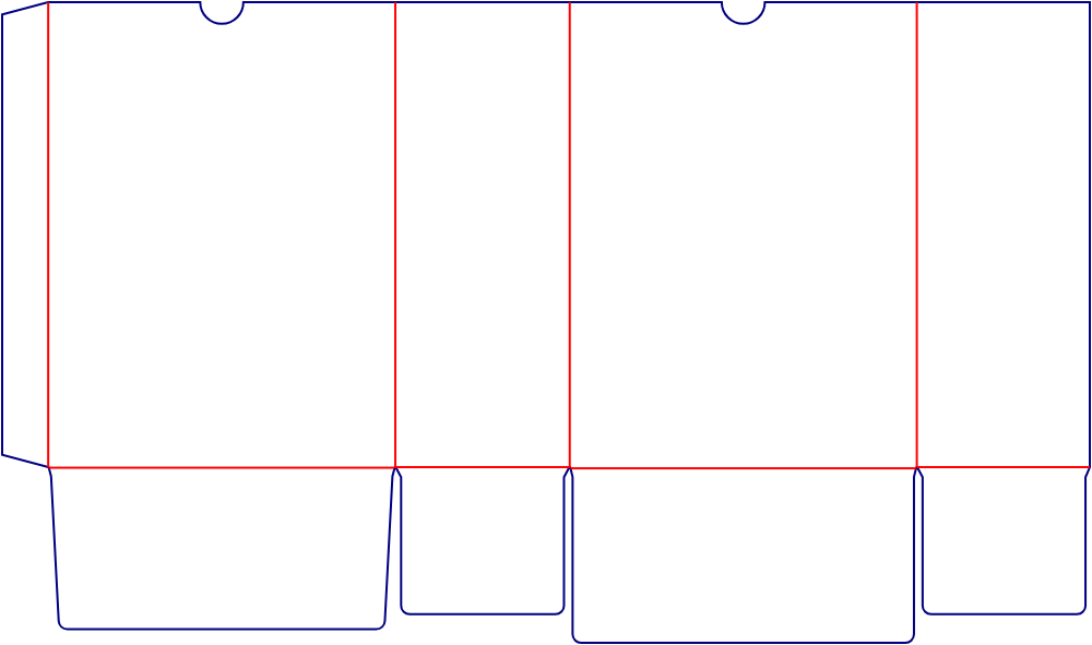 Flat dieline template for document boxes, style E61382.