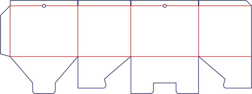 Flat dieline template for document boxes, style E61384.