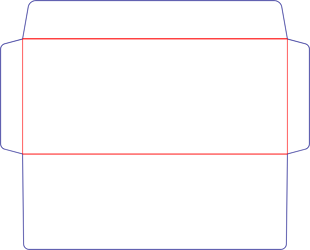 Flat dieline template for envelopes, style E61395.