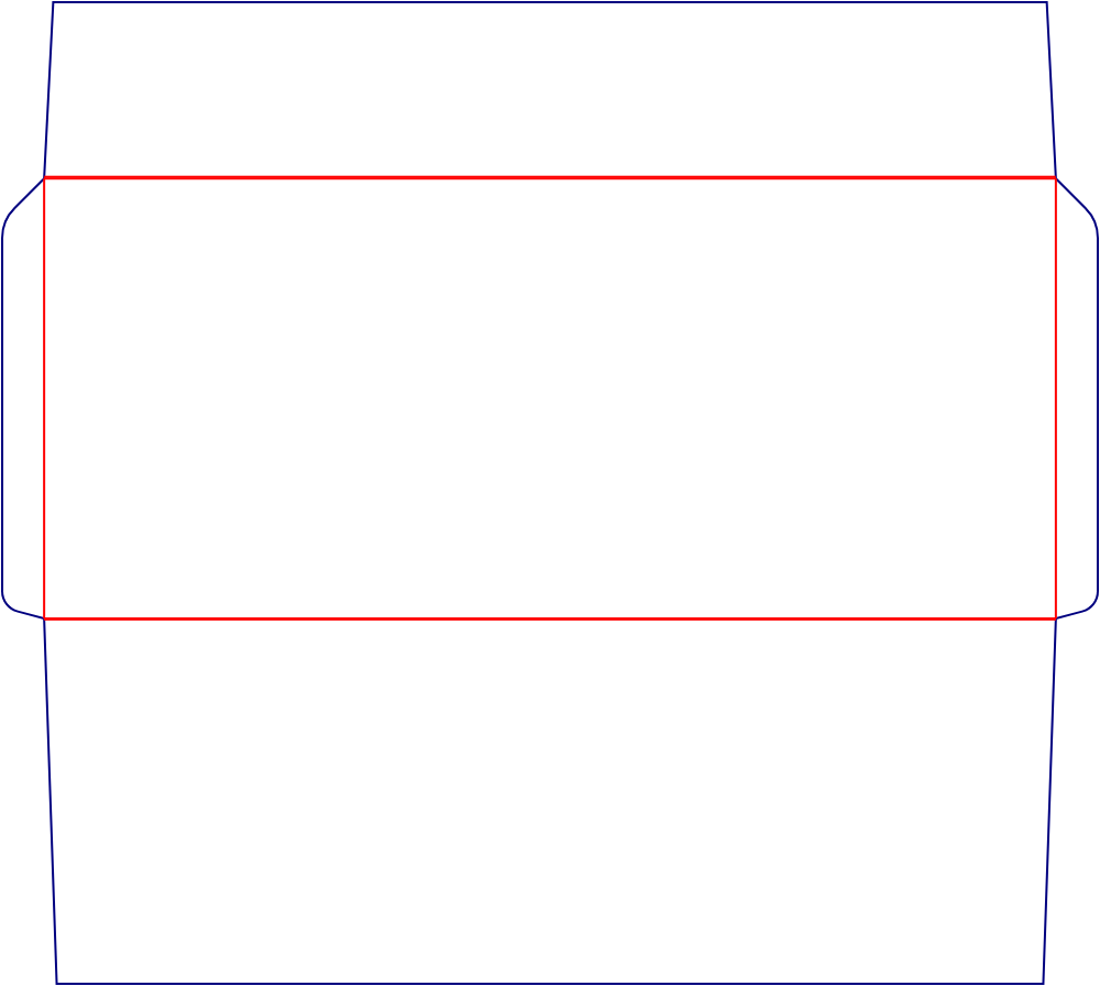 Flat dieline template for #10 envelopes, style E61397.