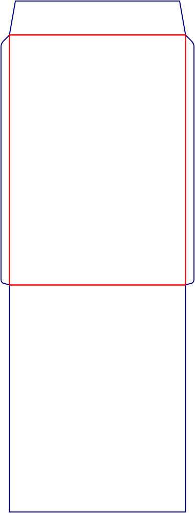 Flat dieline template for A4 envelopes, style E61398.