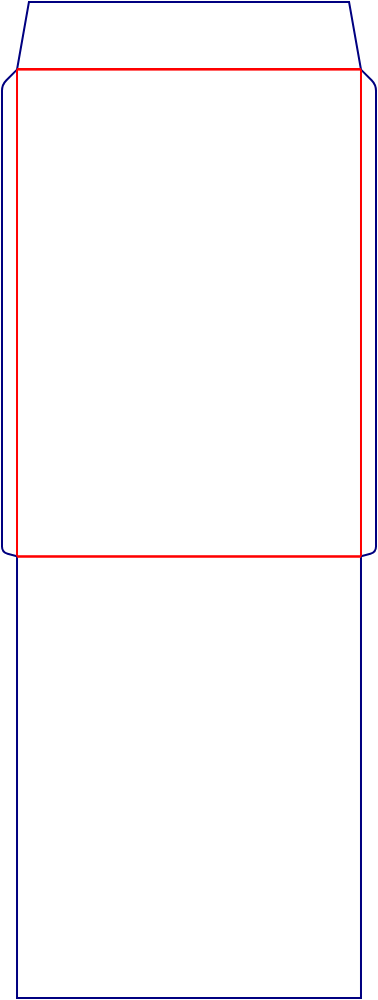 Flat dieline template for envelopes, style E61399.