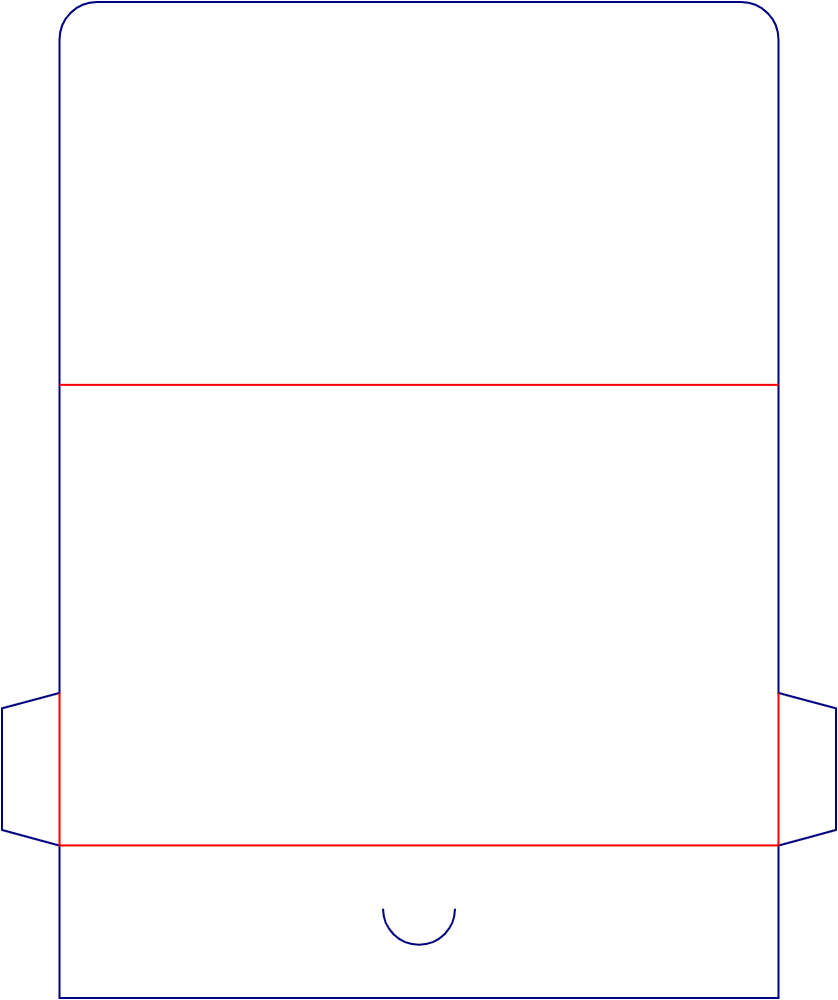 Flat dieline template for envelopes, style E61412.