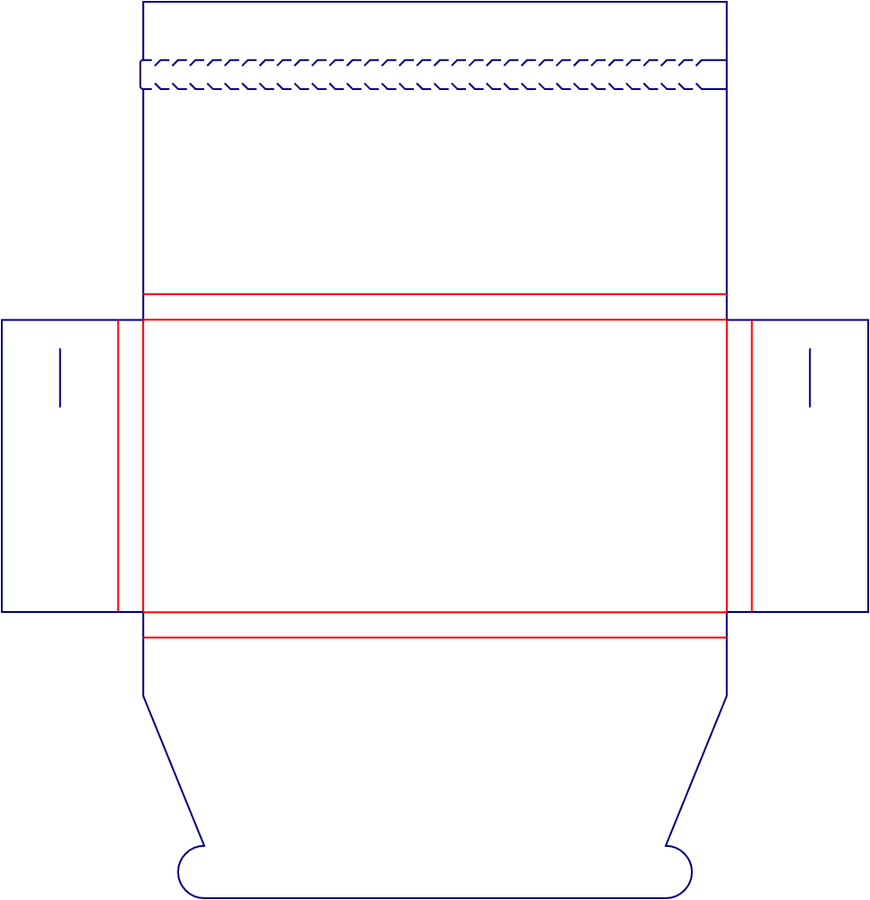 Flat dieline template for tear-strip envelopes, style E61463.