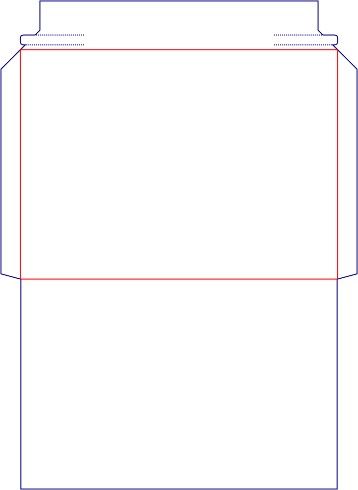 Flat dieline template for envelopes, style E61468.