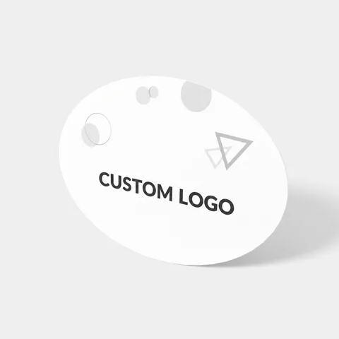 Reference view of oval hang tags, style E61540.