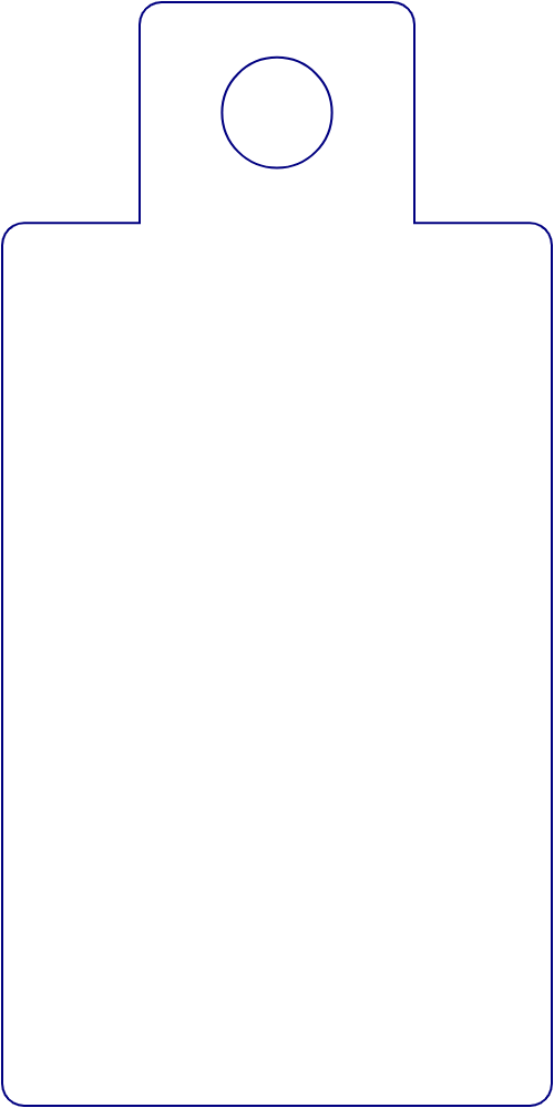 Flat artwork template for rectangular hang tags, style E61547.