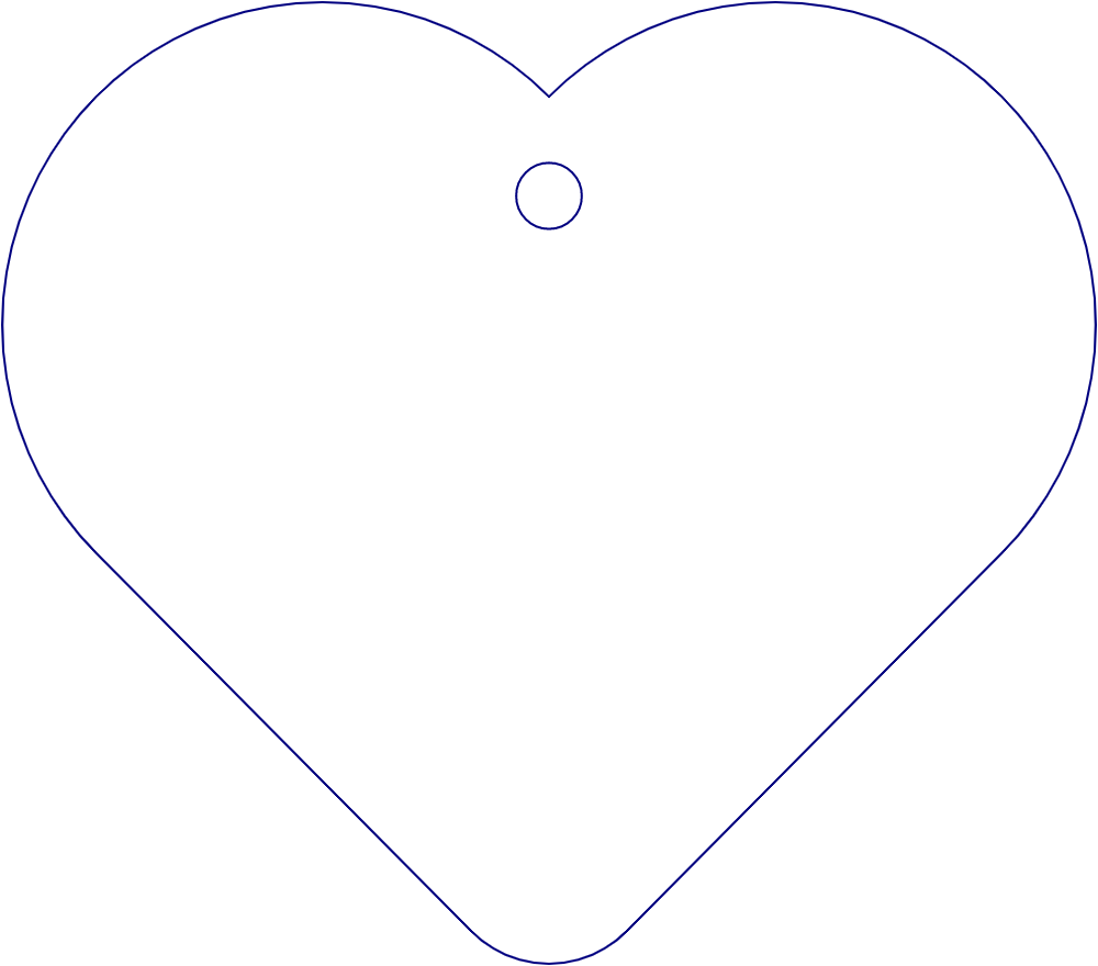 Flat artwork template for heart-shaped hang tags, style E61551.
