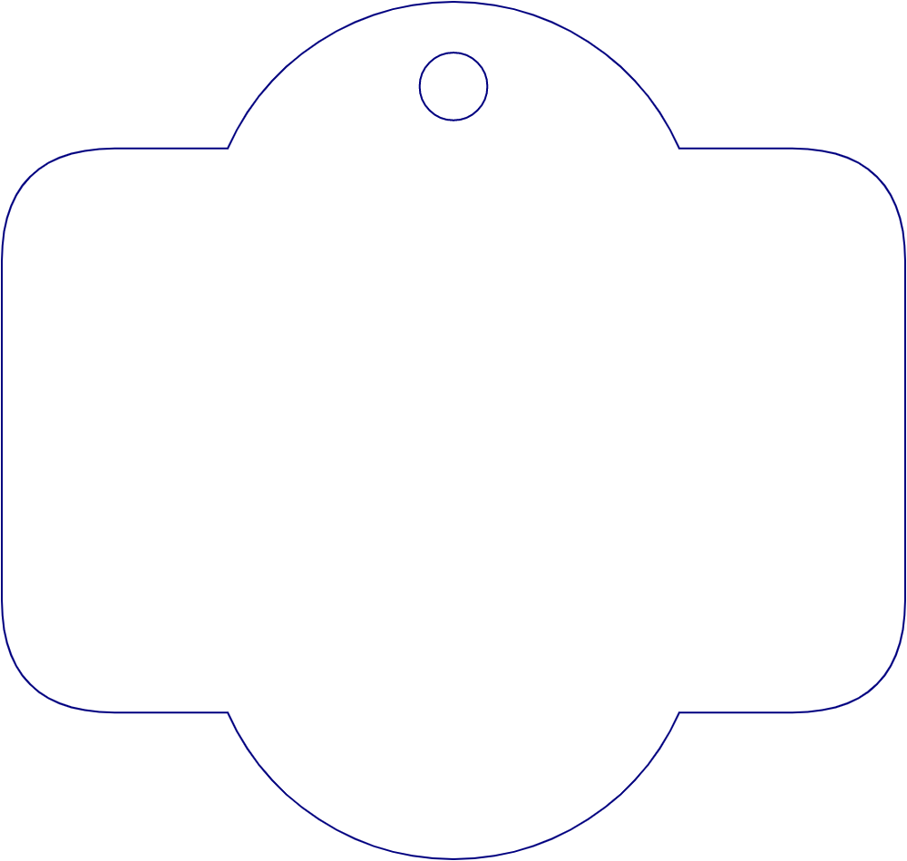 Flat artwork template for shaped hang tags, style E61553.