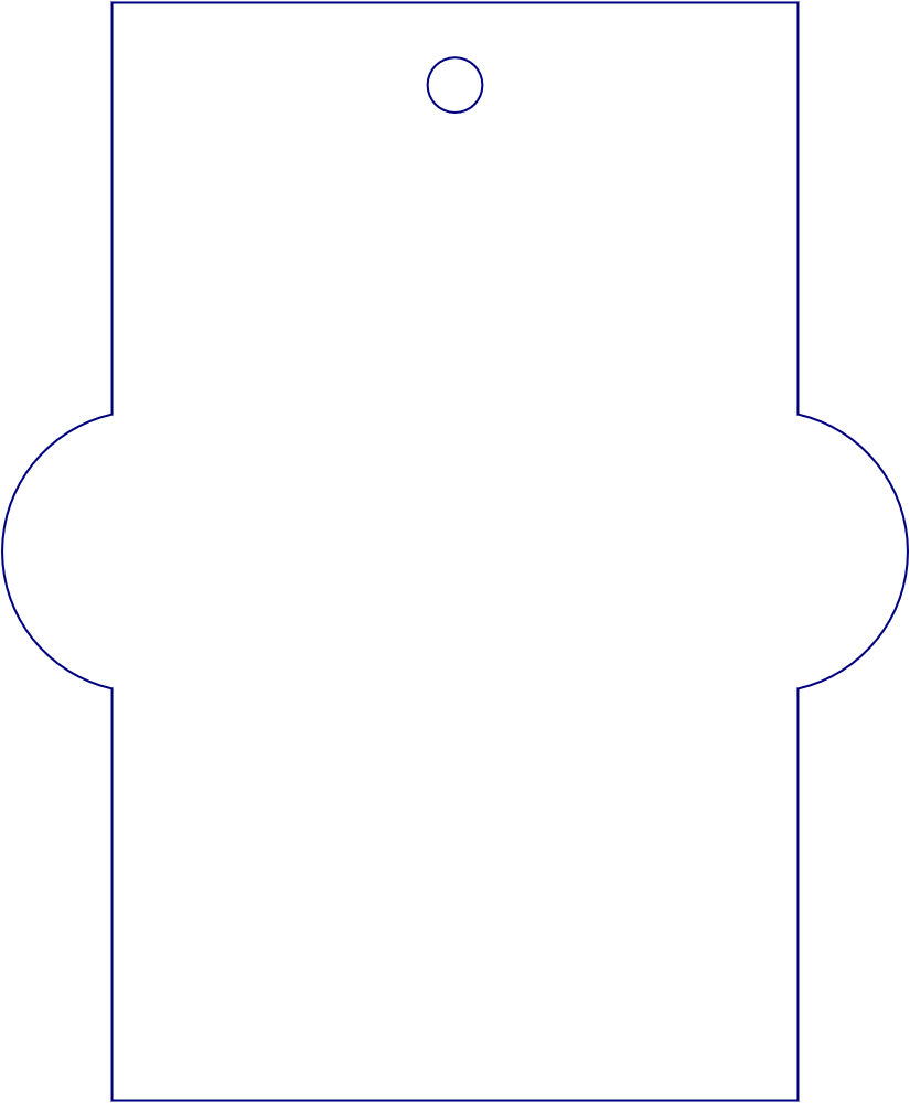 Flat artwork template for shaped hang tags, style E61554.