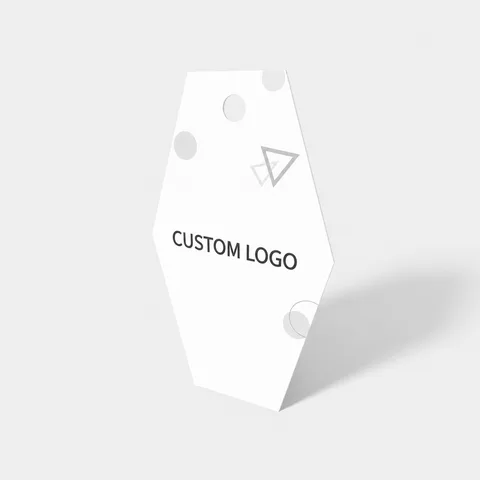 Reference view of hexagonal hang tags, style E61562.
