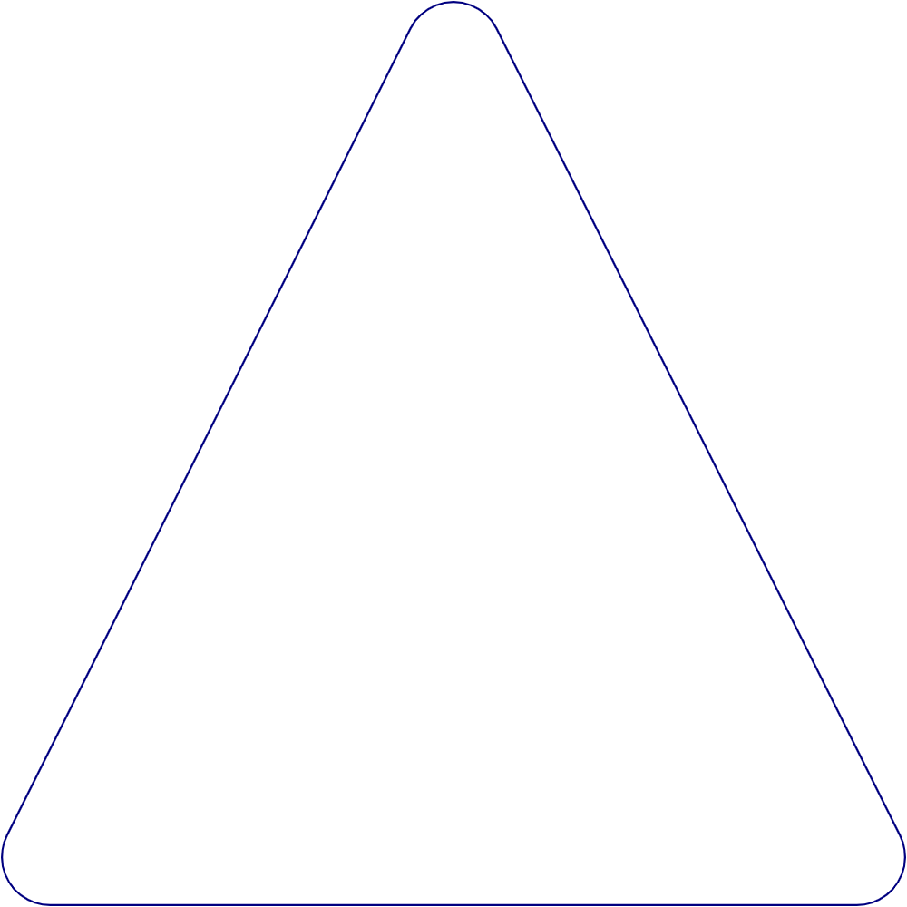 Flat artwork template for triangular labels, style E61581.