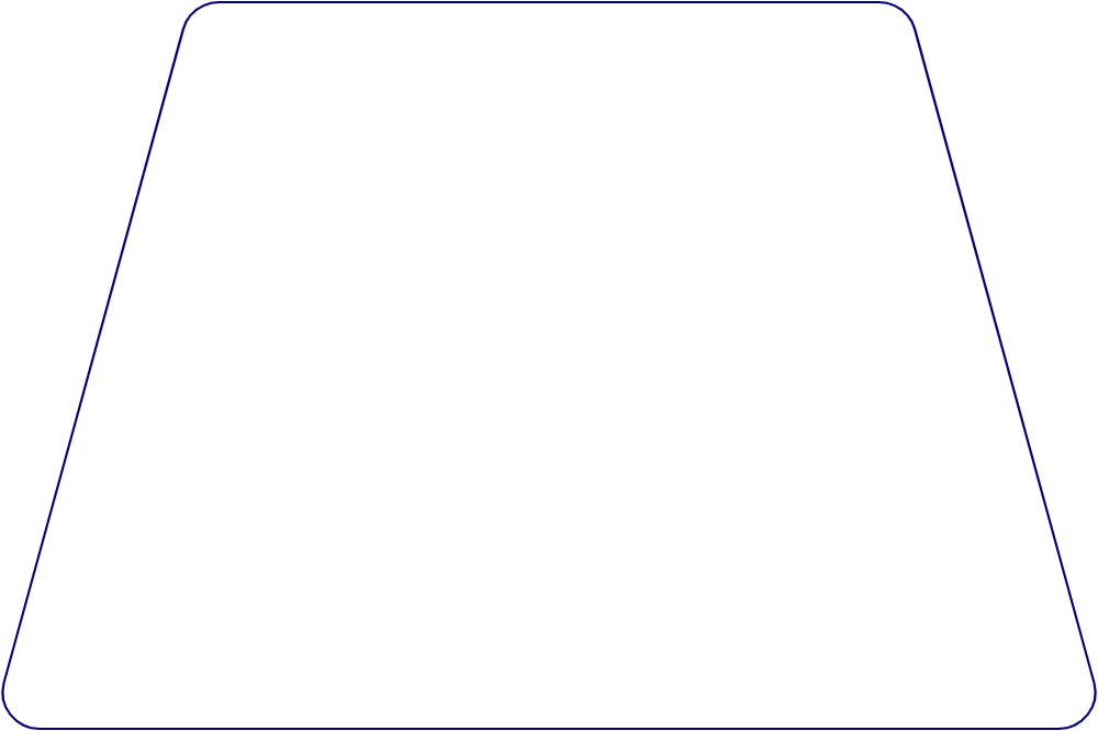 Flat artwork template for trapezoidal labels, style E61585.