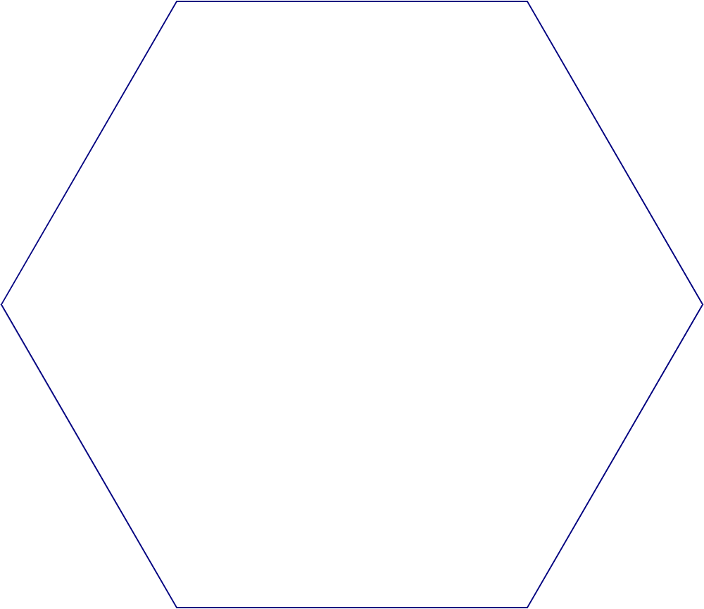 Flat artwork template for hexagonal labels, style E61588.