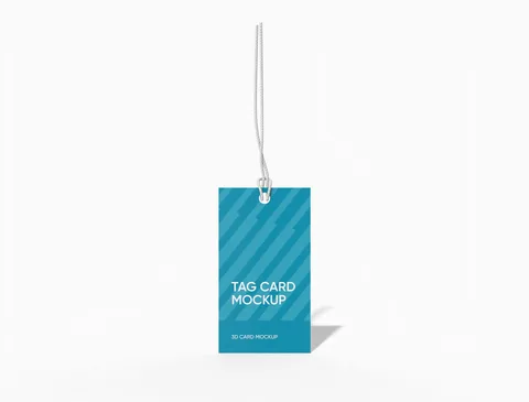 Reference view of rectangular apparel hang tags, style E61605.