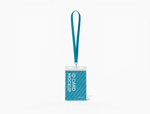Reference view of printed lanyards with ID cards, style E61747.