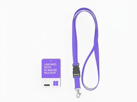 Reference view of printed lanyards with ID cards and buckles, style E61752.