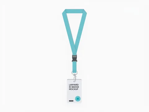 Reference view of printed lanyards with ID cards, style E61763.