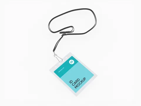 Reference view of cord lanyards with ID cards, style E61764.