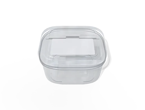 Reference view of clear plastic containers, style E61831.