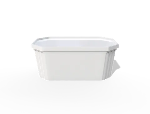 Reference view of plastic containers with lids, style E61850.