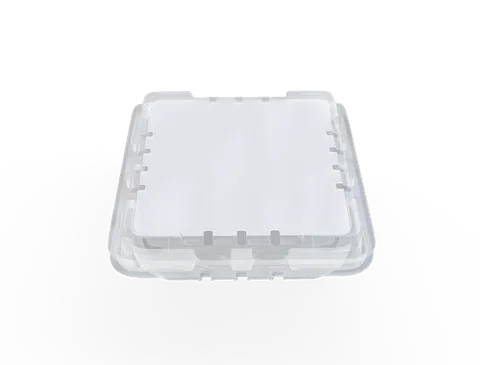 Reference view of clear plastic containers, style E61857.