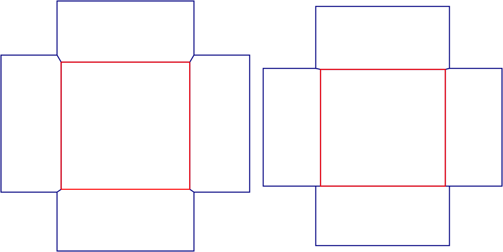 Flat dieline template for lid-and-base jewelry boxes, style E61866.